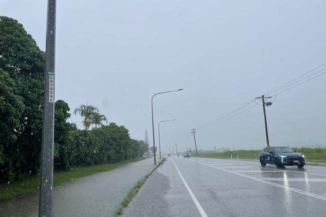 Water is starting to spill over on Heaths Rd after 150mm hit Mackay overnight, with more rain predicted. Photo taken at 8am on February 4, 2025. Picture: Janessa Ekert