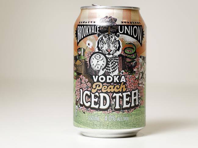 Alcoholic versions of soft drinks, like Brookevale Union’s Iced Tea products, will be saved any further regulation. Picture: Richard Dobson