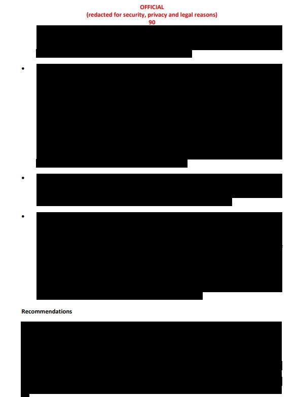 A redacted page from the report.