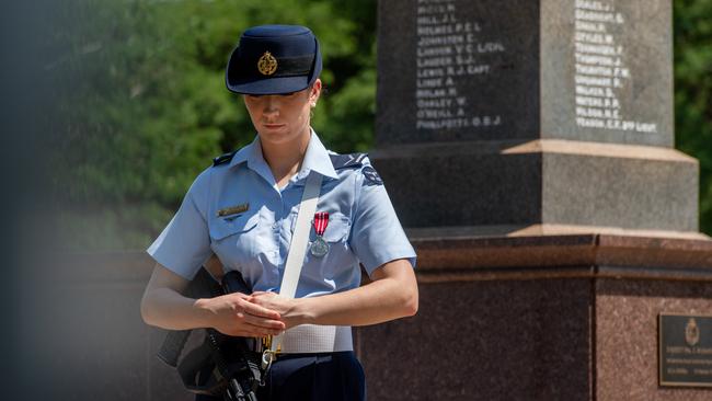 A catafalque party guards the Darwin Cenotaph on Remembrance Day service, 2024. Picture: Pema Tamang Pakhrin