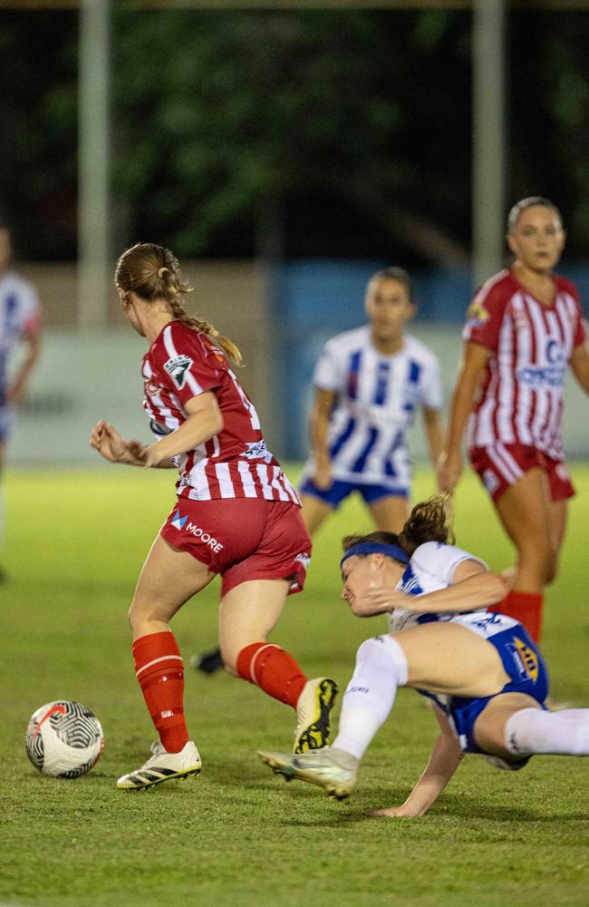 Action shots from the fifth annual GleNTi Cup between Hellenic AC and Darwin Olympic SC, June 3, 2025. Picture: Pema Tamang Pakhrin