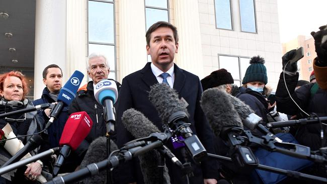 Memorial lawyer Ilya Novikov outside Moscow City Court. Picture: AFP