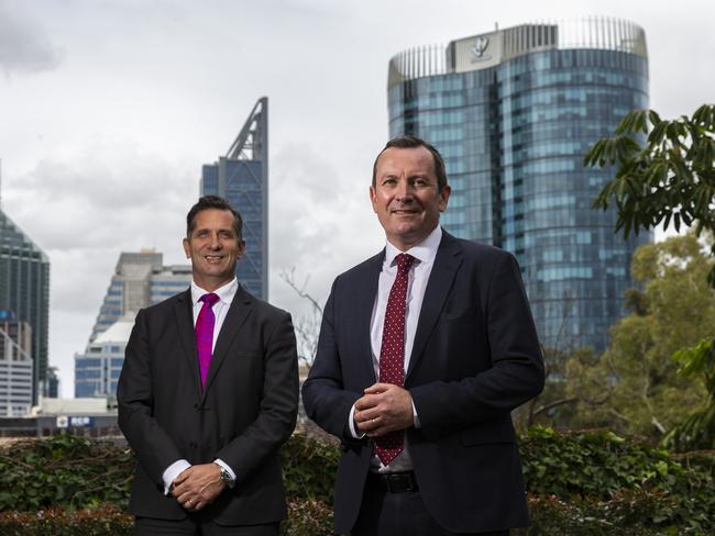 WARNING FEES APPLY  . ADELAIDE ADVERTISER EXCLUSIVE .  Pictured is WA Defence Minister Paul Papalia (L) and WA Premier Mark McGowan (R) at Parliament House, Perth WA on Wednesday September 4th, 2019Picture: Will Russell