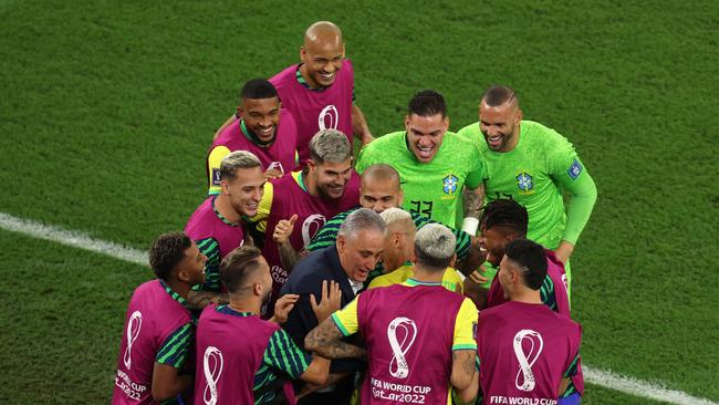 Brazil have divided football fans with their goal celebrations, with some accusing them of disrespecting the opposition. Picture: Getty Images.