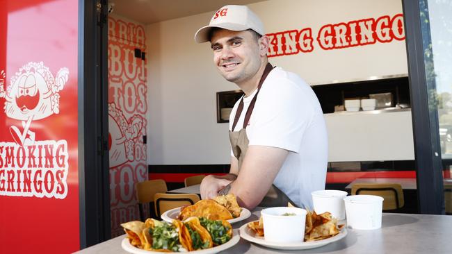 Smoking Gringos owner Richard Borg with a Quesa Taco, celebrating Day of the Dead. Picture: Richard Dobson