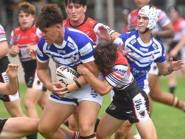 Kirwan High against Ignatius Park College in the Northern Schoolboys Under-18s trials at Brothers Rugby League Club in Townsville. Iggy number 11 Suafai Reupena. Picture: Evan Morgan