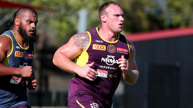 Matt Lodge during pre-season training with the Broncos.