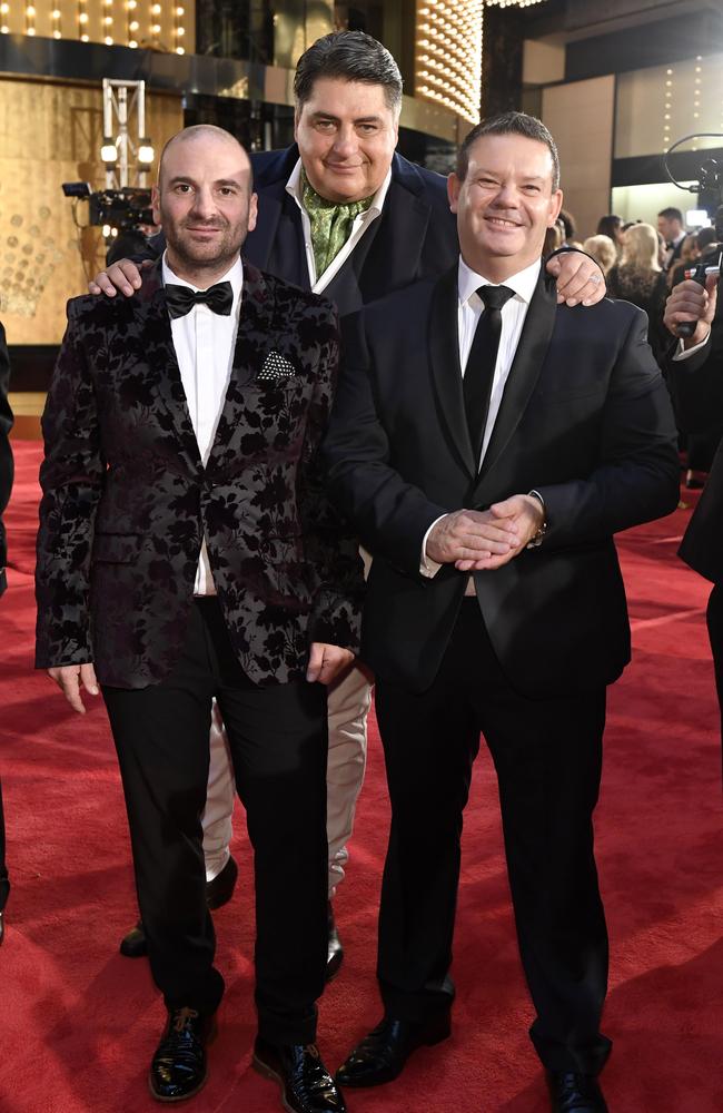 Masterchef presenters George Calombaris, Matt Preston and Gary Mehigan at the 58th annual TV Week Logie Awards.. PICTURE: JASON EDWARDS