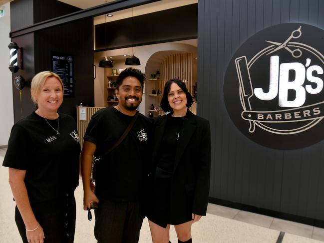 JB’s Barbers staff members Jenna Millar, Louie Patriarca and Lorin Sinclair. Picture: Evan Morgan