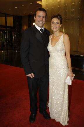 <p>2007 Brownlow Medal. Arrivals. Brad Johnson and wife. Picture: Fiona Hamilton</p>