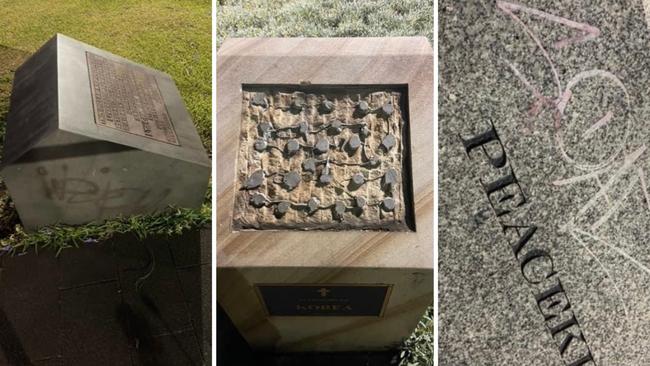 The Bigge Park war memorial located in Liverpool's CBD was vandalised days before Remembrance Day.