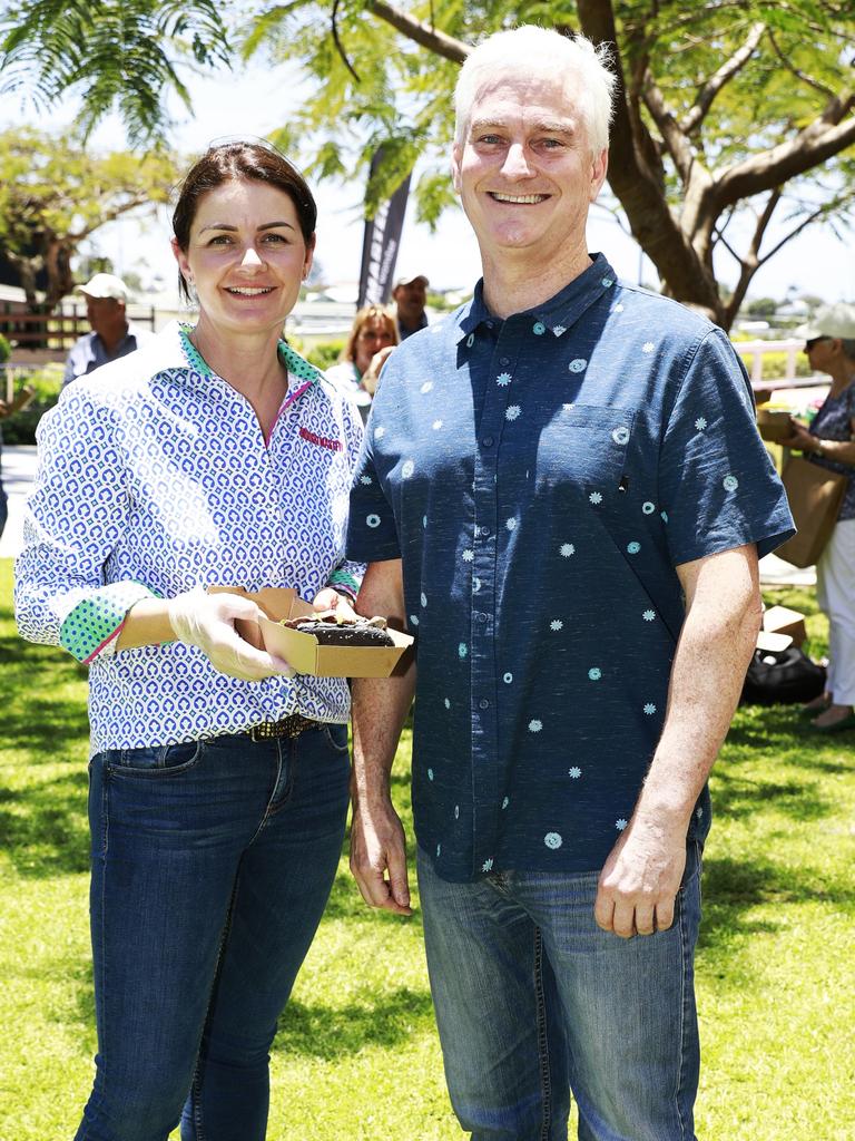 Ali Bull and James Versace at the Droughtmaster Australia beef launch at Brisbane Racing Club. Socials: Damien Anthony Rossi | Picture: Claudia Baxter Photography