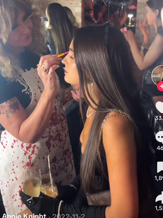 A makeup bar at the Halloween party. Picture: TikTok