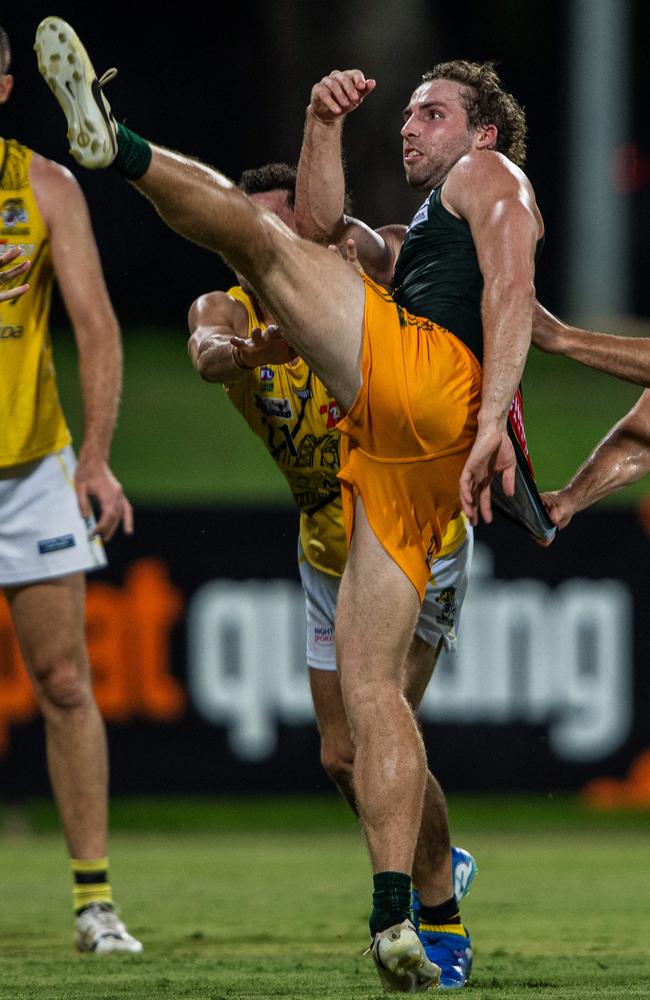 Dylan Landt in the 2024-25 NTFL men's opener between St Mary's and the Nightcliff Tigers. Picture: Pema Tamang Pakhrin