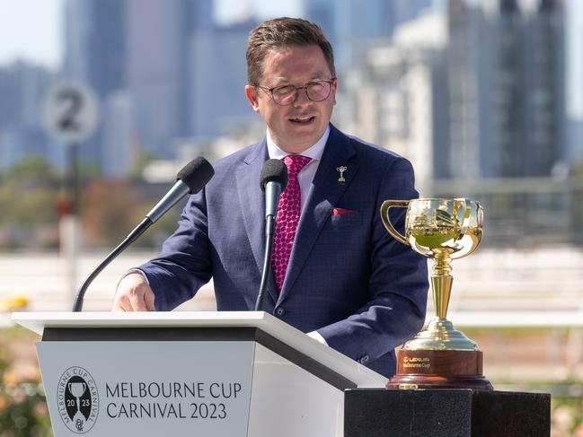 Minister for Racing Anthony Carbines. Melbourne Cup Carnival launch, including: Lexus Melbourne Cup at Flemington Racecourse . Picture: Jason Edwards