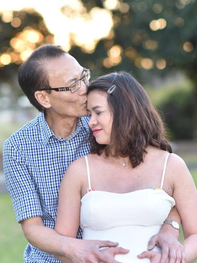 Slain Mr Ledinh with his wife Ngo Thu Huong.