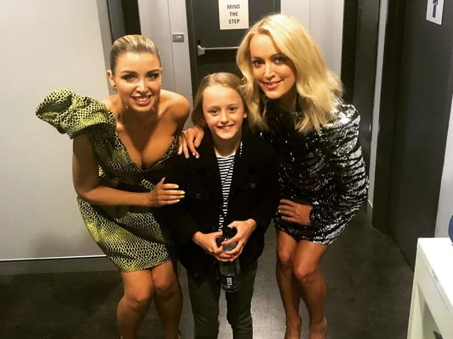 Jackie O and her daughter Kitty with Dani Minogue enjoy the backstage experience at "The Masked Singer" last year. Picture: Instagram