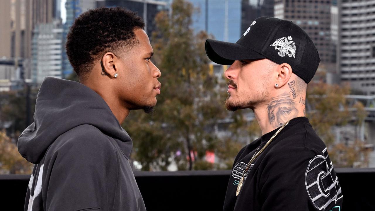 Devin Haney and George Kambosos (R) will get back in the ring this weekend in Melbourne. Photo: AFP