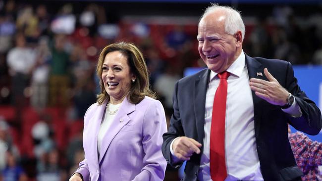 US Vice President and Democratic presidential candidate Kamala Harris and Minnesota Governor and Democratics vice presidential candidate Tim Walz.