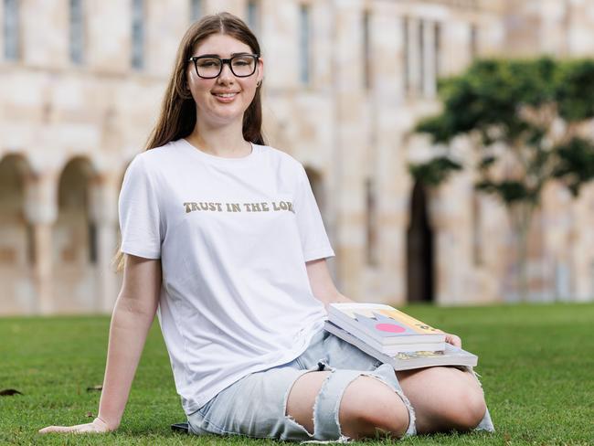 17 year old Jackie Grist will be the first in her family to attend university when she commences a Bachelor of Arts in Education (Secondary) at UQ in 2025. Picture Lachie Millard