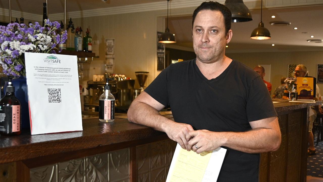 Simon Thompson, owner of the Downs Hotel, Drayton upset with Covid-19 breach fine.