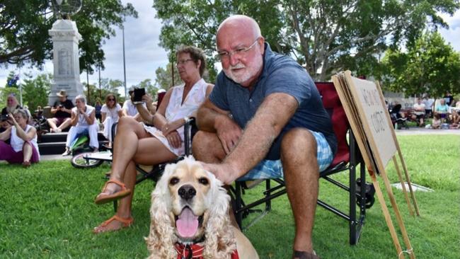 Isabella's best mate Henry often accompanies her on weekend photography outings. He's pictured here at a rally in Freedom Park.