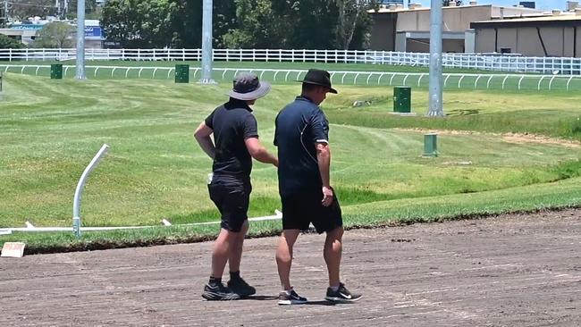 Work is underway to remove the poisoned section of track at the Gold Coast Turf club and replace it with new turf ahead of this weekends Magic Million race day Picture Supplied