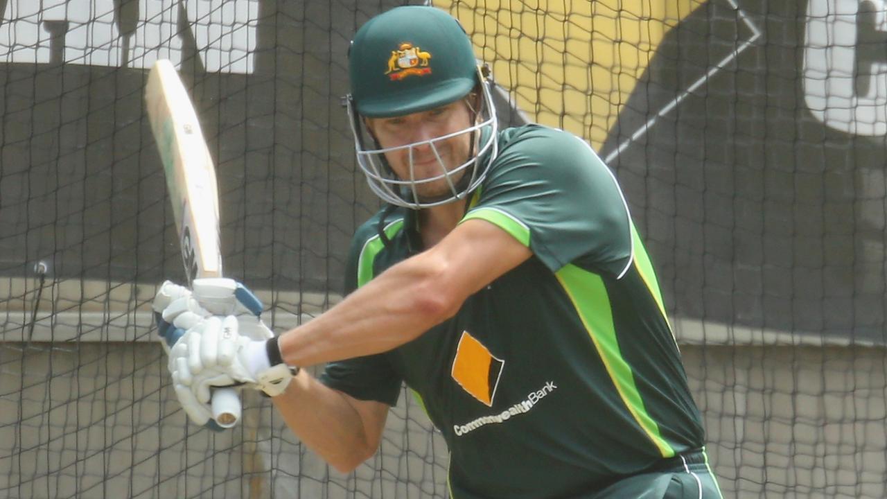 MELBOURNE, AUSTRALIA - DECEMBER 24: Shane Watson of Australia plays a shot from a short delivery during an Australian nets session at Melbourne Cricket Ground on December 24, 2014 in Melbourne, Australia. (Photo by Scott Barbour/Getty Images)