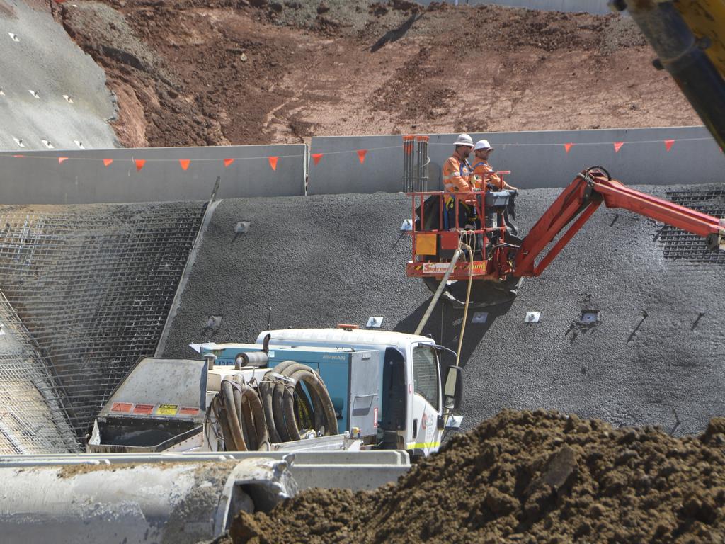 Workers are laying the foundations of the new $1.3 billion Toowoomba Hospital at the Baillie Henderson campus in Cranley.