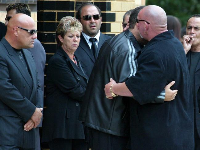 Mokbel at the funeral of hitman Andrew ‘Benji’ Veniamin, pictured here beside Barb Williams, mother of Carl Williams. Picture: Craig Borrow 