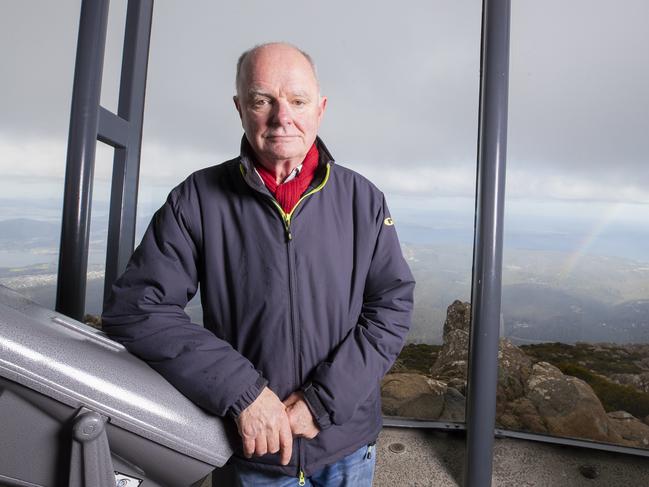 Mount Wellington Cableway Company chair Chris Oldfield at the summit. Picture: RICHARD JUPE