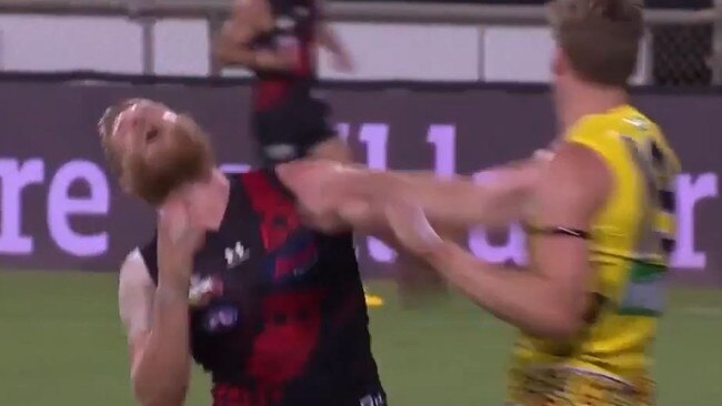 Lynch had a blow up with Bomber Michael Hurley, earlier this year. Picture: Fox Footy