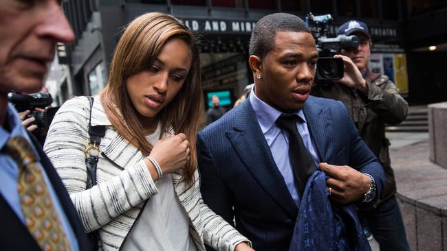 Rice and his wife Janay arrive for a hearing in New York City.