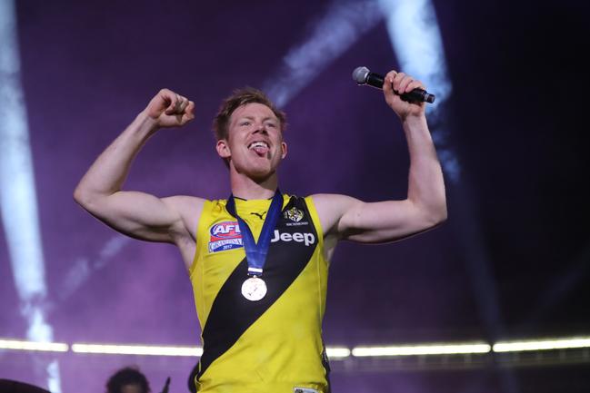 The Killers lead singer Brandon Flowers with Jack Riewoldt. Picture: Alex Coppel.