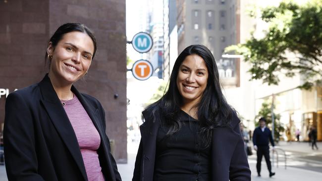 Tara Elias and Giselle Kelly, who works near the Metro’s new Martin Place station, are both in favour of an all-night service. Picture: Richard Dobson