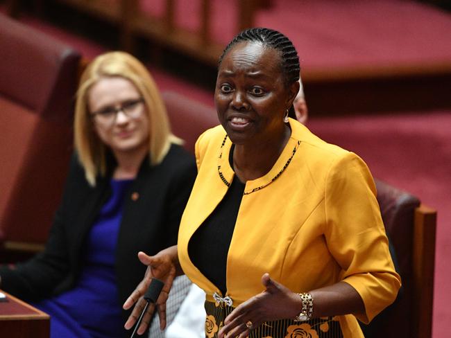 Liberal Senator Lucy Gichuhi says she will detail her own experience with bulling in relation to the PM’s leadership spill. Picture: AAP/Mick Tsikas