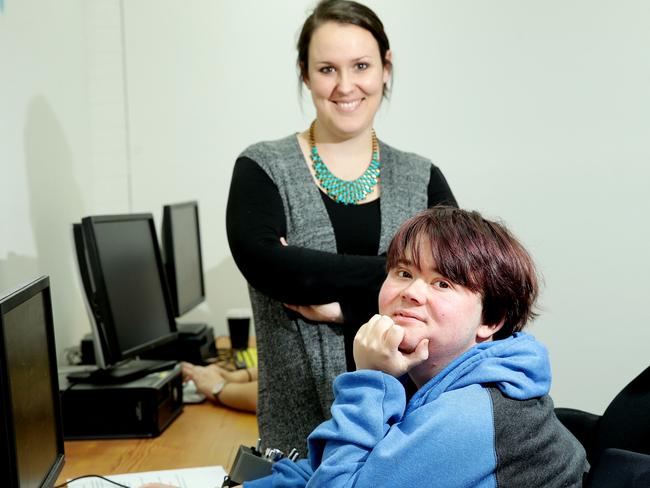 Fighting Chance CEO Laura O'Reilly with client Matt Quin. Picture: News Corp