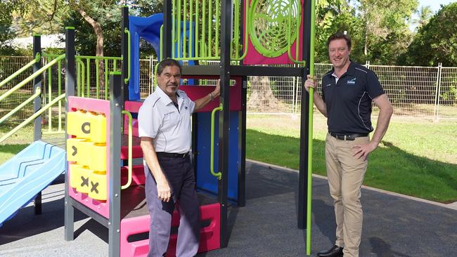 Councillor Peter Pangquee and Councillor Ed Smelt at the new playground at Clarke Crescent Park. Picture: Supplied.