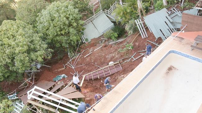 The flooding saw much of the hill fall away.