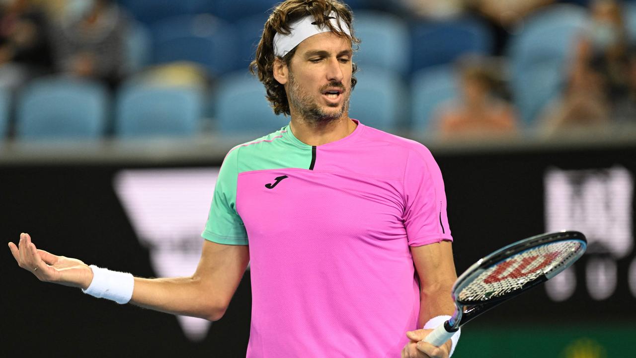 Spain's Feliciano Lopez battled the crowd and Millman. Picture: Michael Errey/AFP