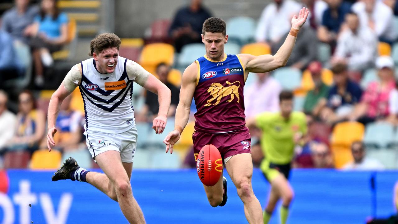 Dayne Zorko (right) is confident he has overcome a hamstring injury. Picture: Bradley Kanaris/Getty Images