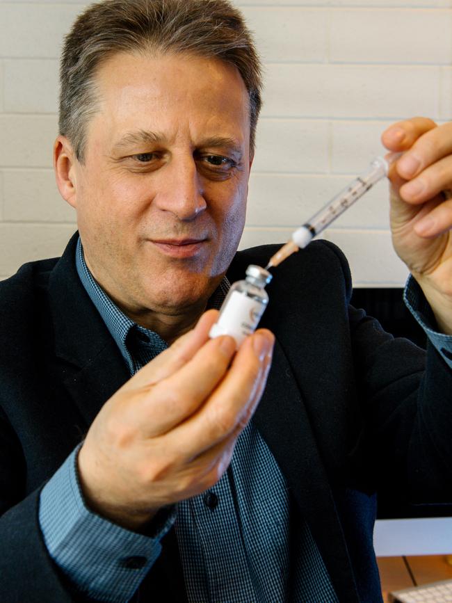 Professor Nikolai Petrovsky at work on a vaccine. Picture: Morgan Sette