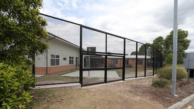 High security fences around outside of the recreation areas at the Robina Hospital mental health unit. Picture: Mike Batterham