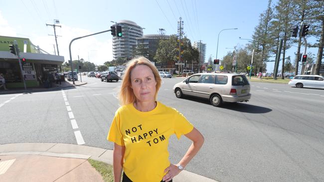 Karen Rowles is outraged the council has approved the third stage of the light rail to Burleigh. She has a petition with more than 5000 signatures. Photo by Richard Gosling