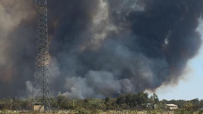 Smoke billows from a bushfire near Childers Rd.