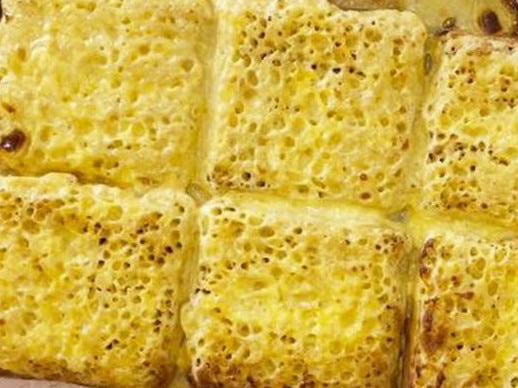 Custard and golden syrup crumpet tray bake.