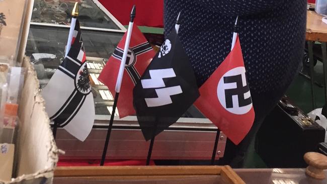 Nazi flags at the 89th Melbourne Arms and Militaria Fair in Altona North.