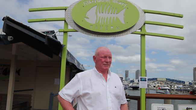 Peter Thompson closed Fisherman's Wharf Tavern at The Spit at 12pm yesterday. Picture: Glenn Hampson