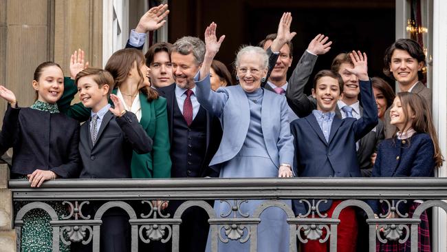 Count Nikolai (right) celebrates Queen Margrethe II of Denmark’s 83rd birthday from the balconies of Amalienborg Castle in Copenhagen in April. Picture: Mads Claus Rasmussen / Ritzau Scanpix / AFP) / Denmark OUT