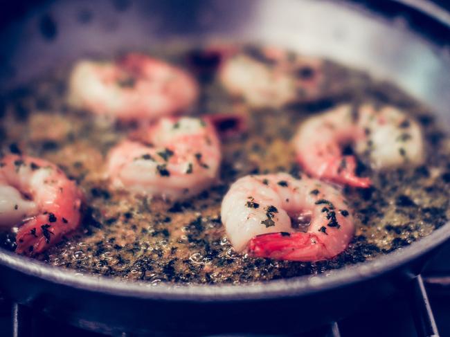 Prawns await their Pernod. Picture: Supplied